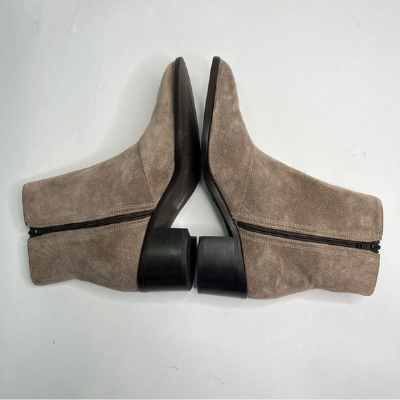Lorenzo Dei Italian Leather Greige Taupe Suede Pointed Toe Ankle Booties Boots - Picture 4 of 13